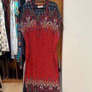 JOSA Red and Blue Patterned beach Dress